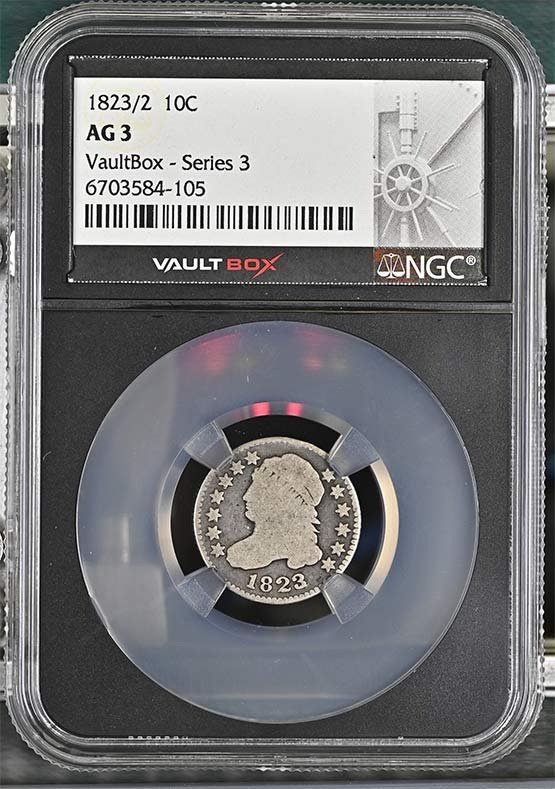 1823/2 Capped Bust Dime NGC AG3 Vaultbox Series 3 Front