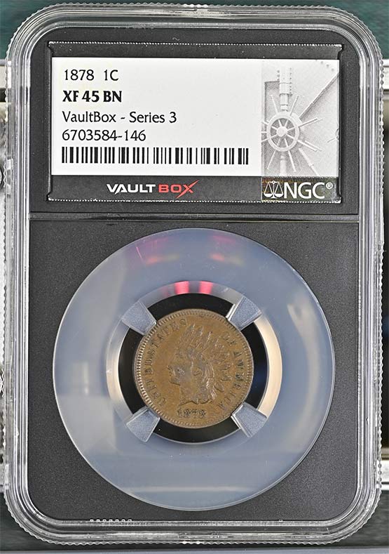 1878 Indian Head Cent NGC XF45BN Vaultbox Series 3 Front