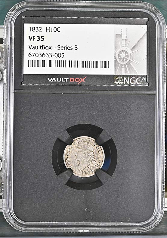 1832 Capped Bust Half Dime NGC VF35 Vaultbox Series 3 Front