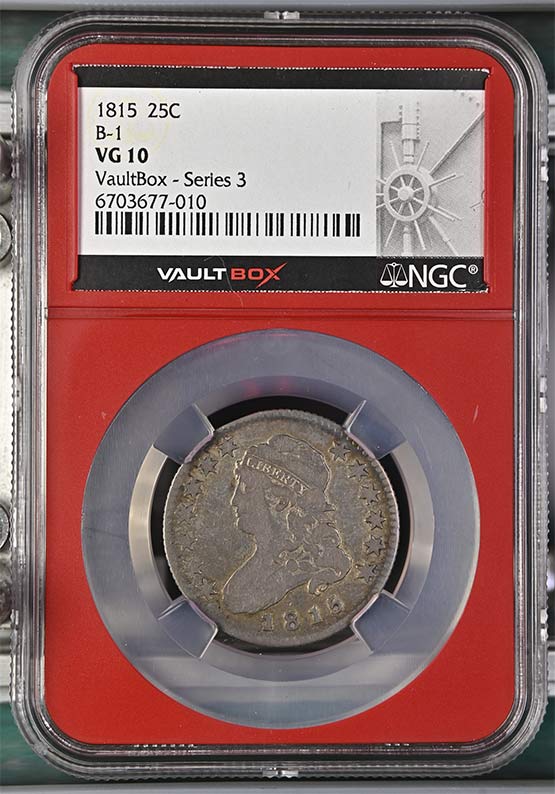 1815 Capped Bust Quarter NGC VG10 Vaultbox Series 3 Front