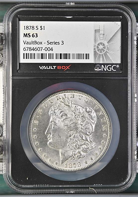 1878-S $1 Morgan Silver Dollar NGC MS63 Vaultbox Series 3 Front