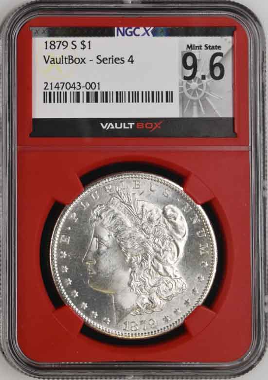 1879-S $1 Morgan Silver Dollar NGCX Mint State 9.6 Vaultbox Series 4