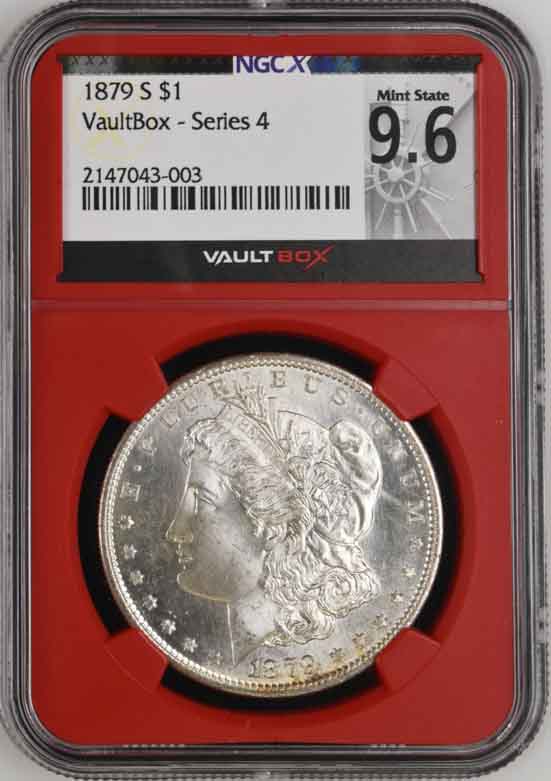1879-S $1 Morgan Silver Dollar NGCX Mint State 9.6 Vaultbox Series 4