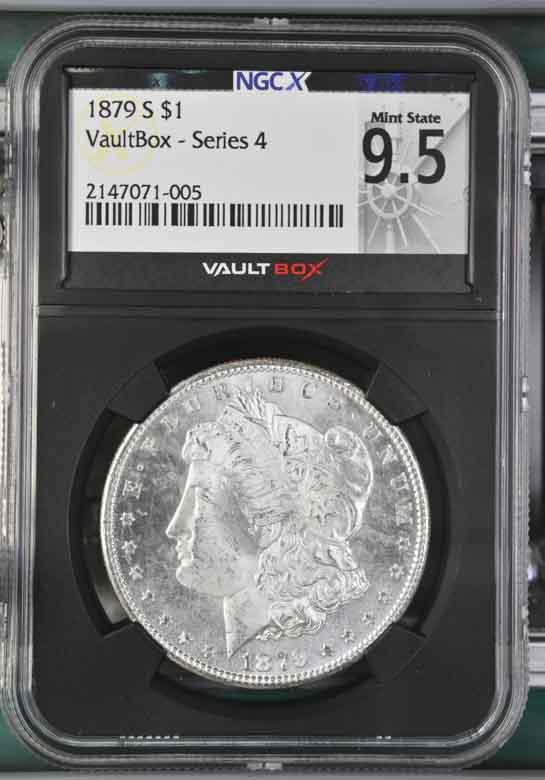 1879-S $1 Morgan Silver Dollar NGCX Mint State 9.5 Vaultbox Series 4