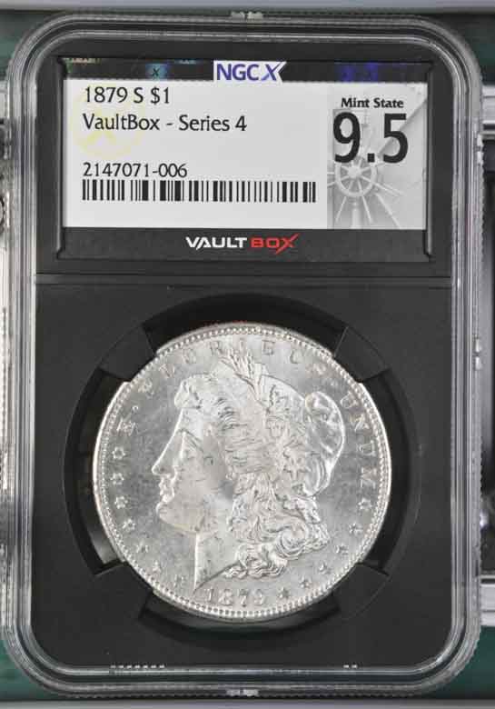 1879-S $1 Morgan Silver Dollar NGCX Mint State 9.5 Vaultbox Series 4