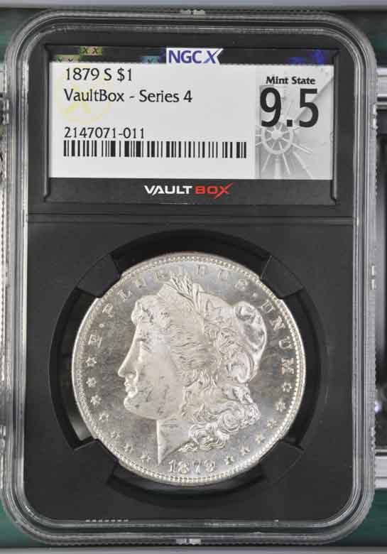 1879-S $1 Morgan Silver Dollar NGCX Mint State 9.5 Vaultbox Series 4