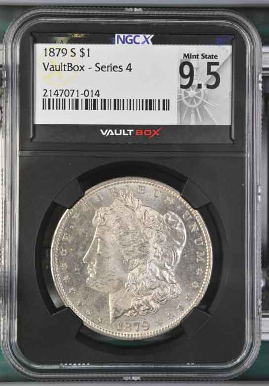 1879-S $1 Morgan Silver Dollar NGCX Mint State 9.5 Vaultbox Series 4