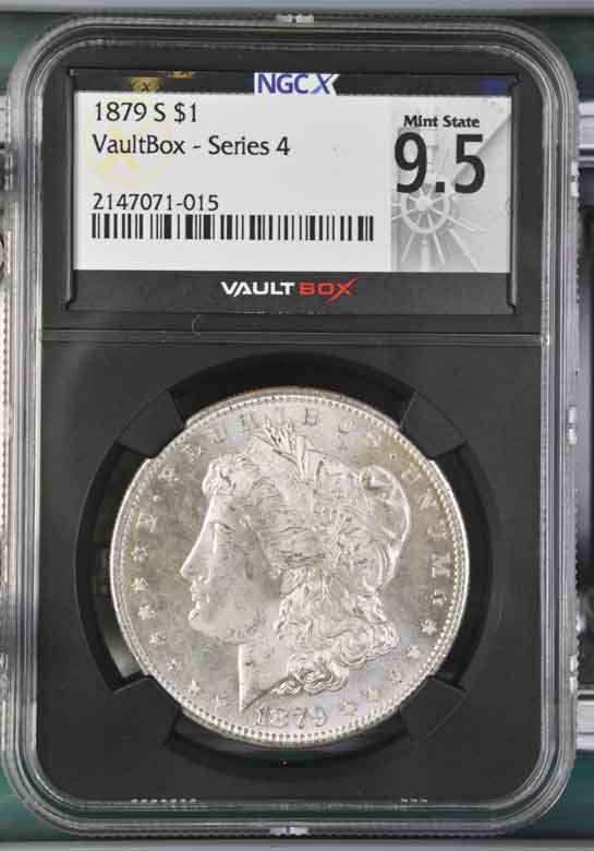 1879-S $1 Morgan Silver Dollar NGCX Mint State 9.5 Vaultbox Series 4