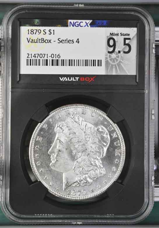 1879-S $1 Morgan Silver Dollar NGCX Mint State 9.5 Vaultbox Series 4