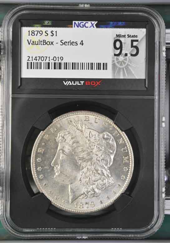 1879-S $1 Morgan Silver Dollar NGCX Mint State 9.5 Vaultbox Series 4