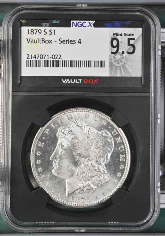 1879-S $1 Morgan Silver Dollar NGCX Mint State 9.5 Vaultbox Series 4