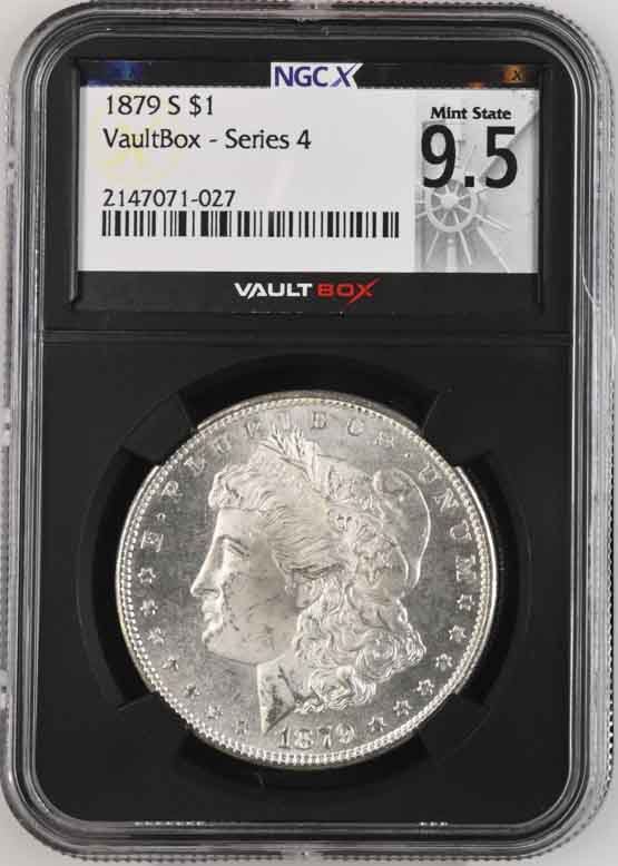 1879-S $1 Morgan Silver Dollar NGCX Mint State 9.5 Vaultbox Series 4