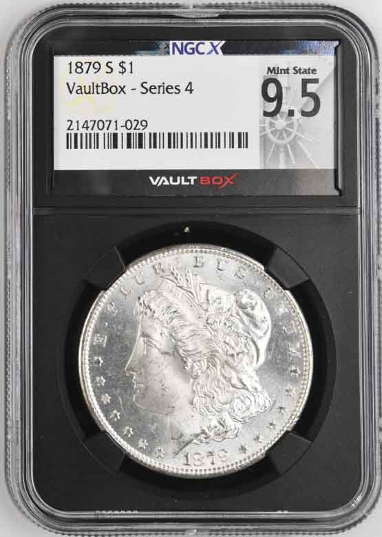 1879-S $1 Morgan Silver Dollar NGCX Mint State 9.5 Vaultbox Series 4
