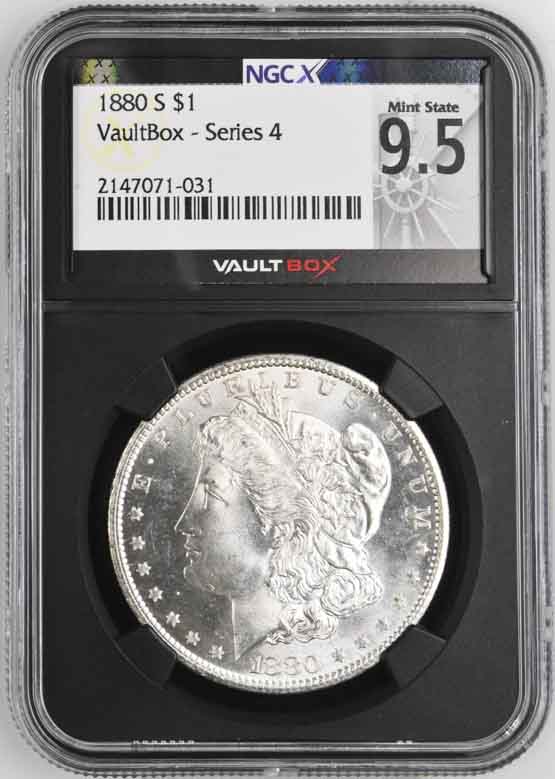 1880-S $1 Morgan Silver Dollar NGCX Mint State 9.5 Vaultbox Series 4