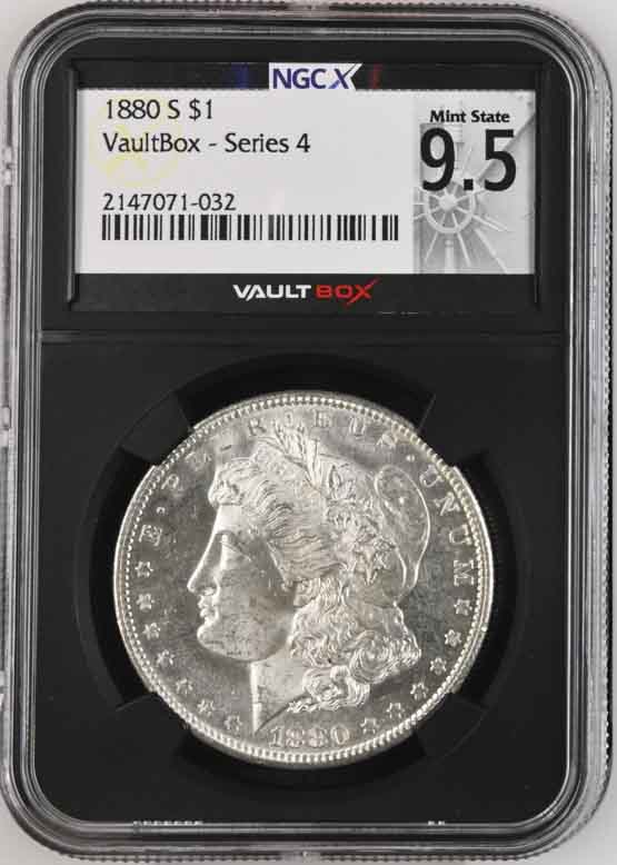 1880-S $1 Morgan Silver Dollar NGCX Mint State 9.5 Vaultbox Series 4