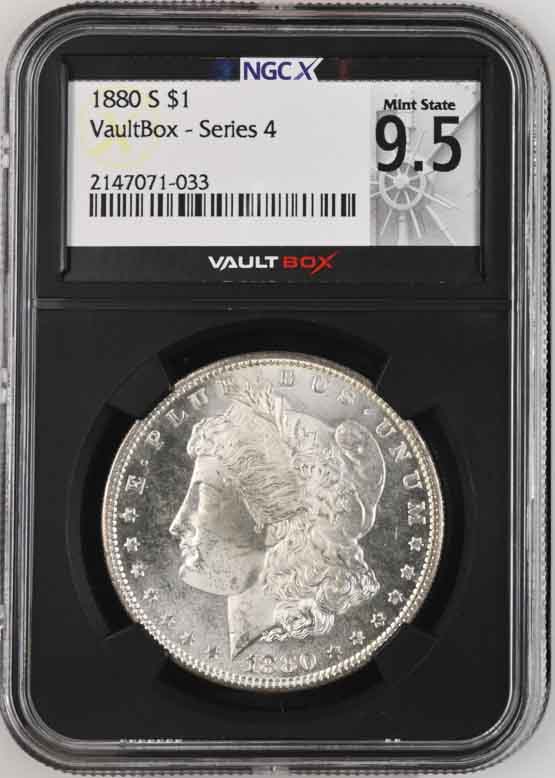 1880-S $1 Morgan Silver Dollar NGCX Mint State 9.5 Vaultbox Series 4
