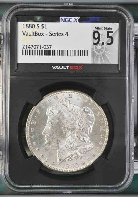 1880-S $1 Morgan Silver Dollar NGCX Mint State 9.5 Vaultbox Series 4