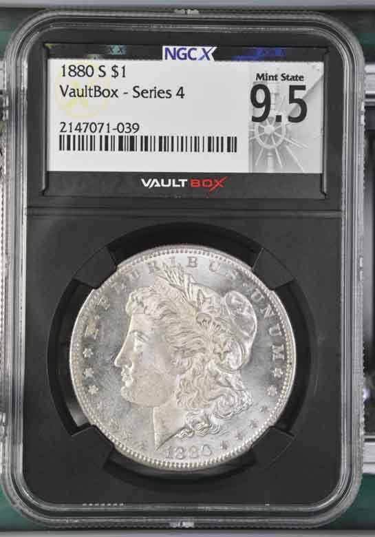 1880-S $1 Morgan Silver Dollar NGCX Mint State 9.5 Vaultbox Series 4