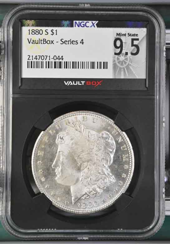1880-S $1 Morgan Silver Dollar NGCX Mint State 9.5 Vaultbox Series 4