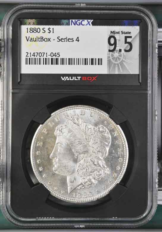 1880-S $1 Morgan Silver Dollar NGCX Mint State 9.5 Vaultbox Series 4