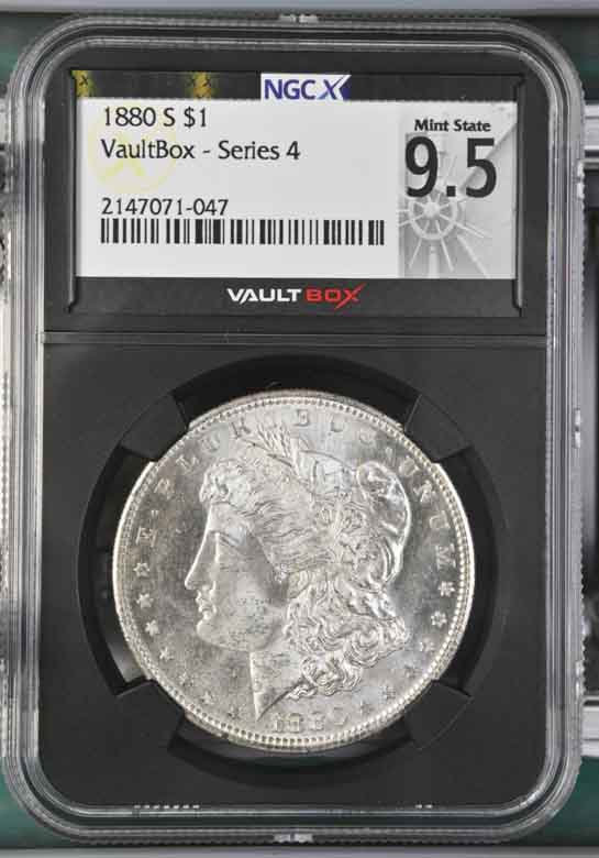1880-S $1 Morgan Silver Dollar NGCX Mint State 9.5 Vaultbox Series 4
