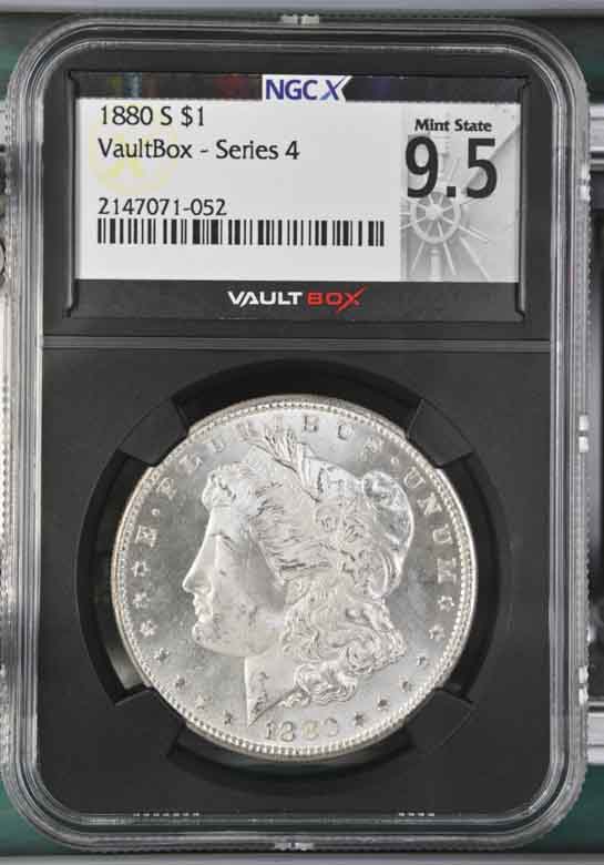 1880-S $1 Morgan Silver Dollar NGCX Mint State 9.5 Vaultbox Series 4