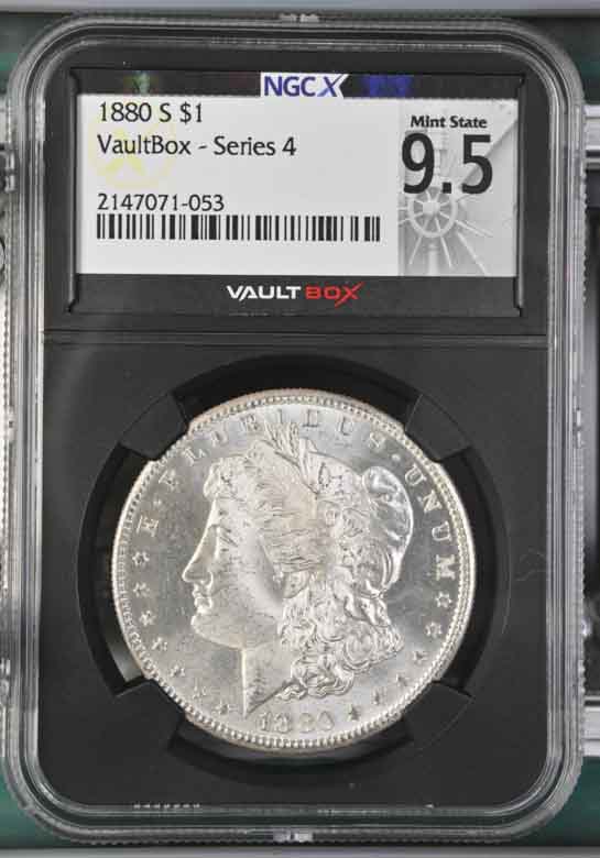 1880-S $1 Morgan Silver Dollar NGCX Mint State 9.5 Vaultbox Series 4