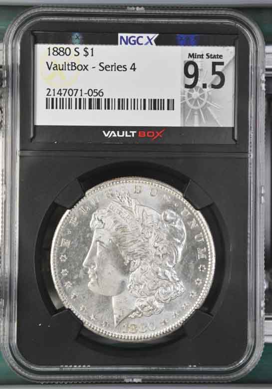 1880-S $1 Morgan Silver Dollar NGCX Mint State 9.5 Vaultbox Series 4