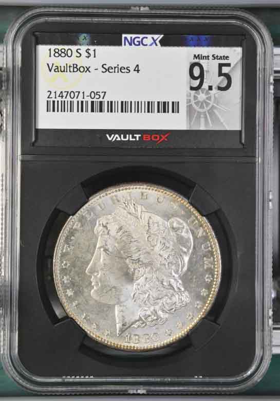 1880-S $1 Morgan Silver Dollar NGCX Mint State 9.5 Vaultbox Series 4