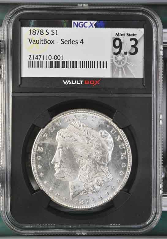 1878-S $1 Morgan Silver Dollar NGCX Mint State 9.3 Vaultbox Series 4