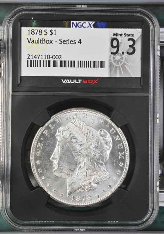 1878-S $1 Morgan Silver Dollar NGCX Mint State 9.3 Vaultbox Series 4
