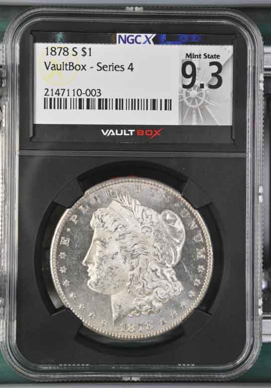 1878-S $1 Morgan Silver Dollar NGCX Mint State 9.3 Vaultbox Series 4