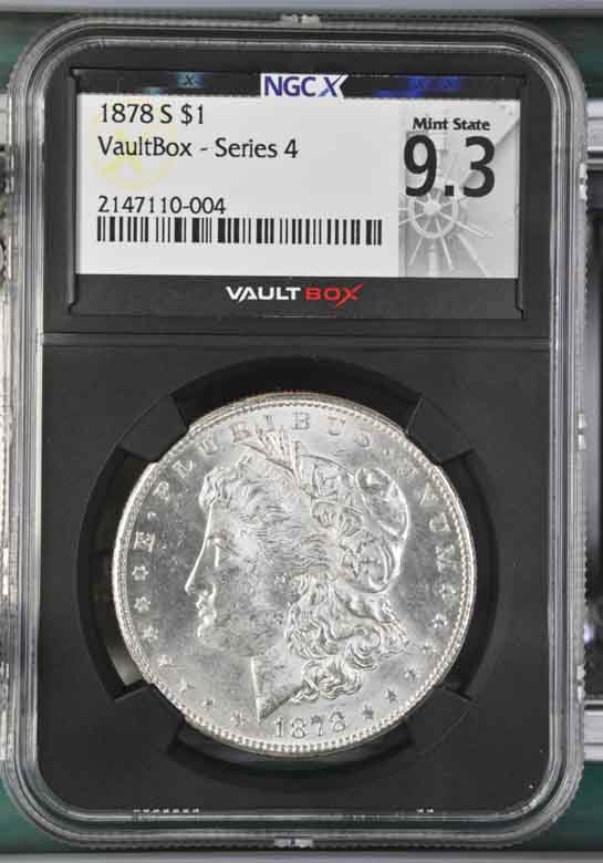 1878-S $1 Morgan Silver Dollar NGCX Mint State 9.3 Vaultbox Series 4