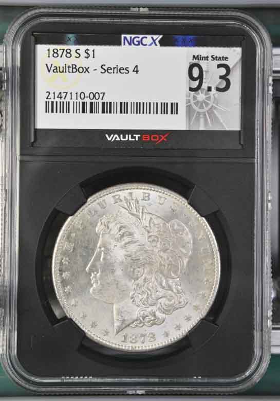 1878-S $1 Morgan Silver Dollar NGCX Mint State 9.3 Vaultbox Series 4