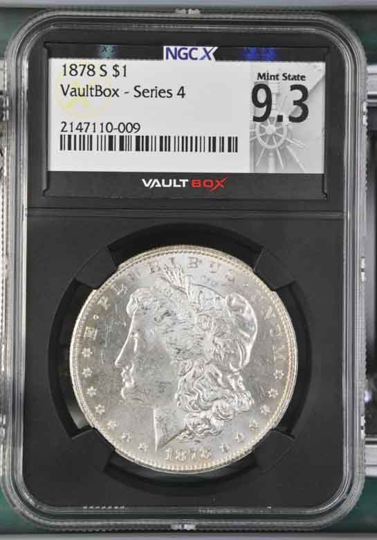 1878-S $1 Morgan Silver Dollar NGCX Mint State 9.3 Vaultbox Series 4