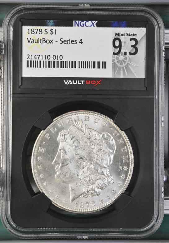 1878-S $1 Morgan Silver Dollar NGCX Mint State 9.3 Vaultbox Series 4