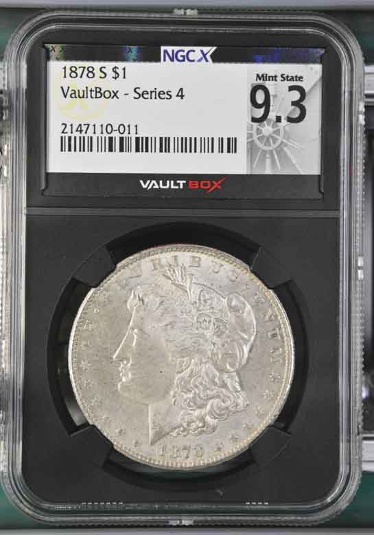 1878-S $1 Morgan Silver Dollar NGCX Mint State 9.3 Vaultbox Series 4