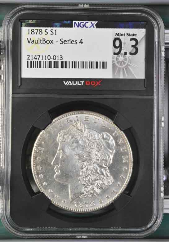 1878-S $1 Morgan Silver Dollar NGCX Mint State 9.3 Vaultbox Series 4