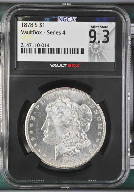 1878-S $1 Morgan Silver Dollar NGCX Mint State 9.3 Vaultbox Series 4