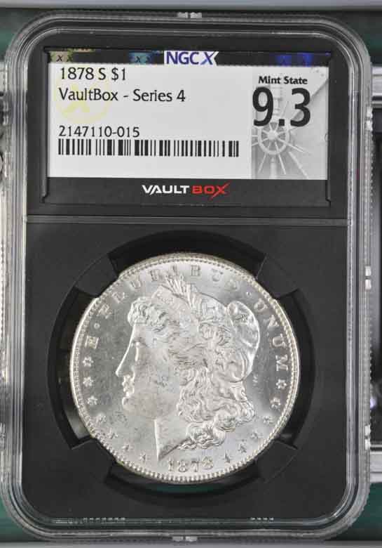 1878-S $1 Morgan Silver Dollar NGCX Mint State 9.3 Vaultbox Series 4