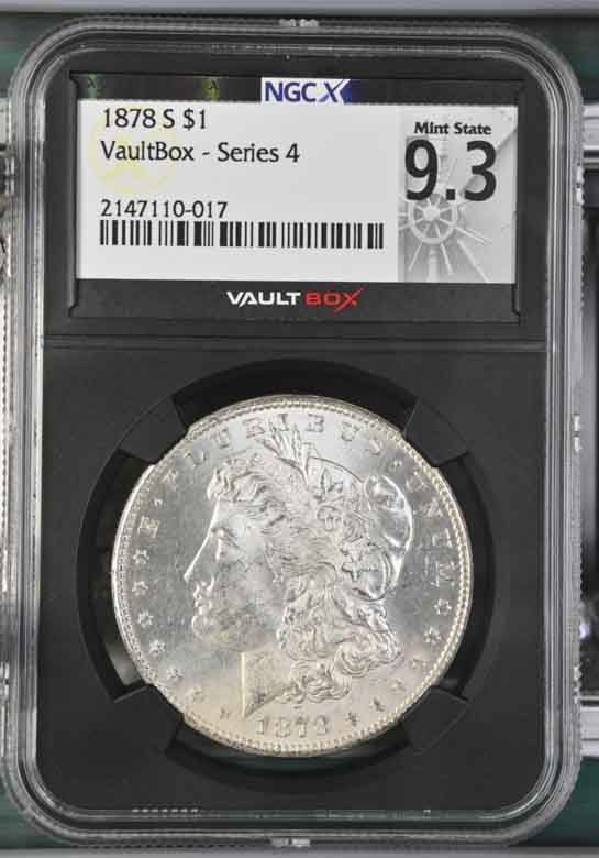 1878-S $1 Morgan Silver Dollar NGCX Mint State 9.3 Vaultbox Series 4
