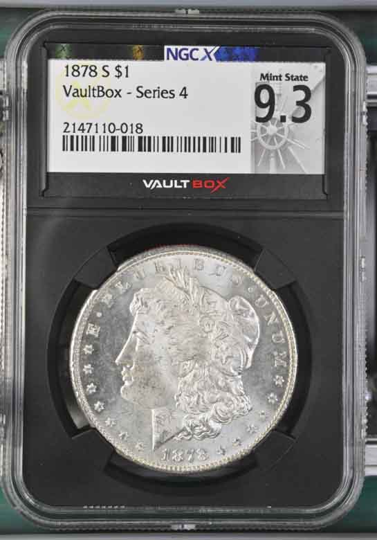 1878-S $1 Morgan Silver Dollar NGCX Mint State 9.3 Vaultbox Series 4