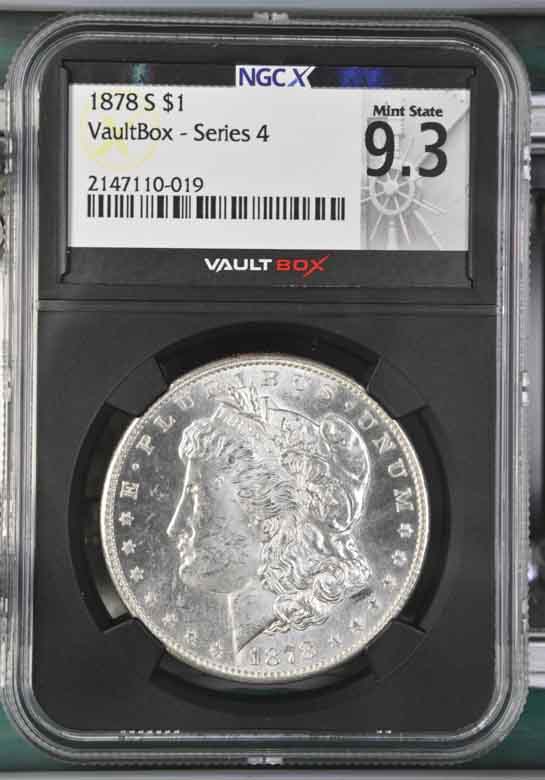 1878-S $1 Morgan Silver Dollar NGCX Mint State 9.3 Vaultbox Series 4