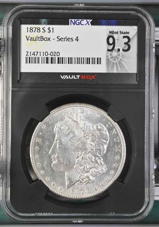1878-S $1 Morgan Silver Dollar NGCX Mint State 9.3 Vaultbox Series 4