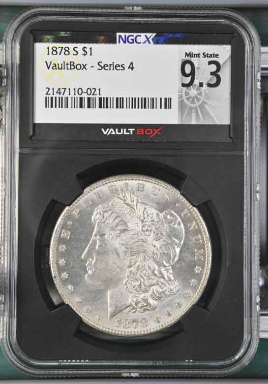 1878-S $1 Morgan Silver Dollar NGCX Mint State 9.3 Vaultbox Series 4