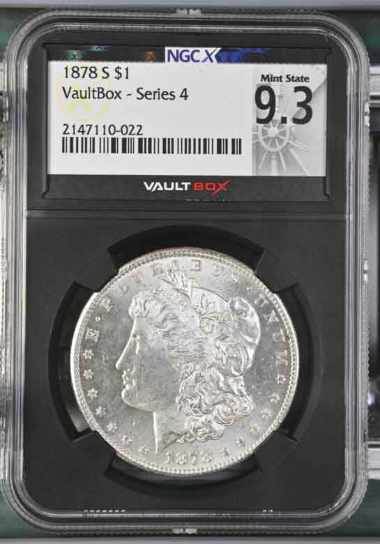 1878-S $1 Morgan Silver Dollar NGCX Mint State 9.3 Vaultbox Series 4