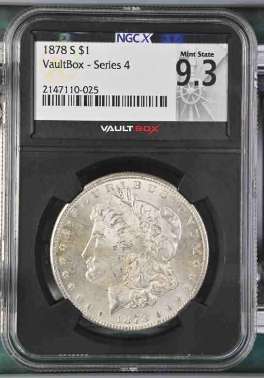 1878-S $1 Morgan Silver Dollar NGCX Mint State 9.3 Vaultbox Series 4
