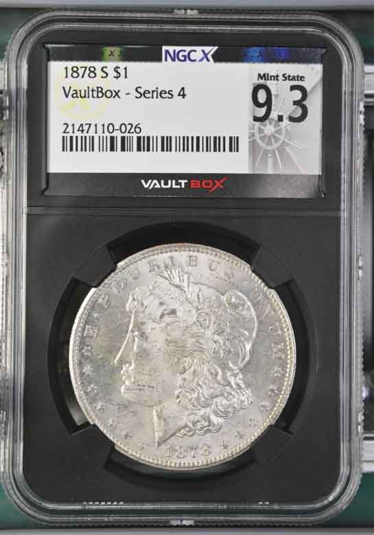 1878-S $1 Morgan Silver Dollar NGCX Mint State 9.3 Vaultbox Series 4