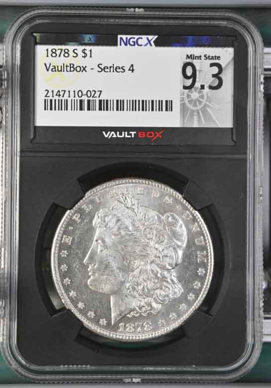 1878-S $1 Morgan Silver Dollar NGCX Mint State 9.3 Vaultbox Series 4