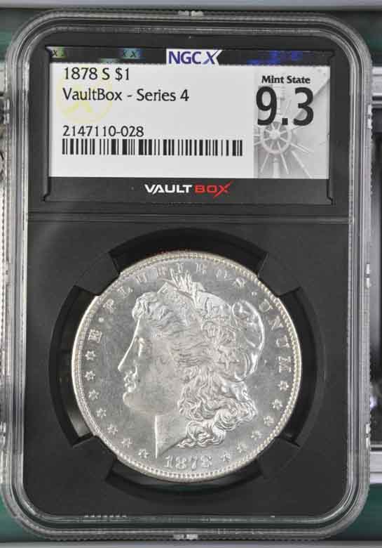 1878-S $1 Morgan Silver Dollar NGCX Mint State 9.3 Vaultbox Series 4